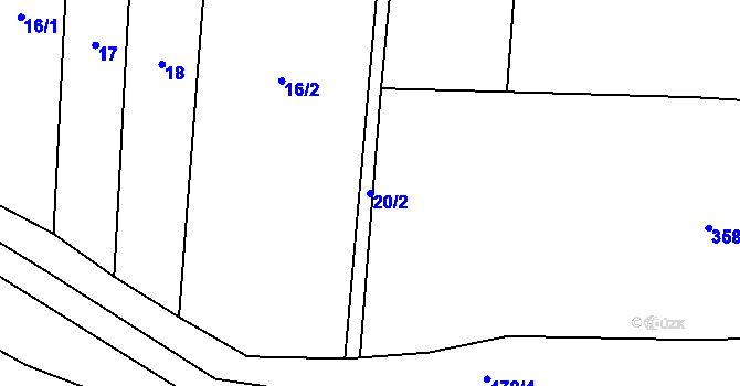 Parcela st. 20/2 v KÚ Hobšovice, Katastrální mapa
