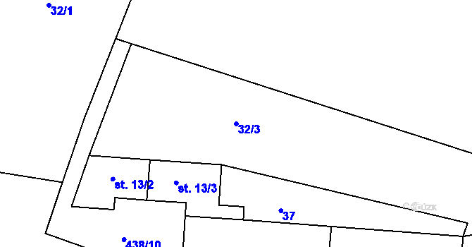 Parcela st. 32/3 v KÚ Hobšovice, Katastrální mapa