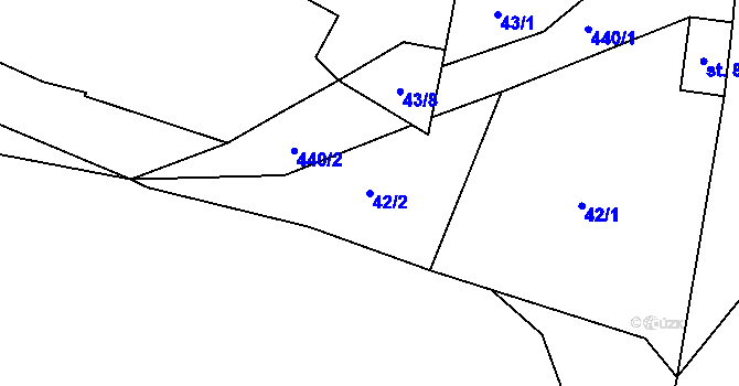 Parcela st. 42/2 v KÚ Hobšovice, Katastrální mapa
