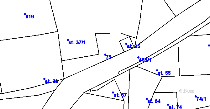 Parcela st. 75 v KÚ Hobšovice, Katastrální mapa
