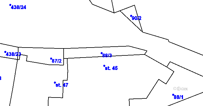 Parcela st. 88/3 v KÚ Hobšovice, Katastrální mapa