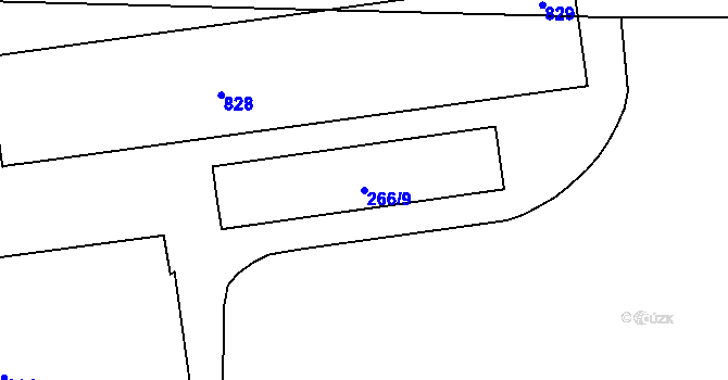 Parcela st. 266/9 v KÚ Hobšovice, Katastrální mapa