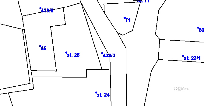 Parcela st. 438/3 v KÚ Hobšovice, Katastrální mapa
