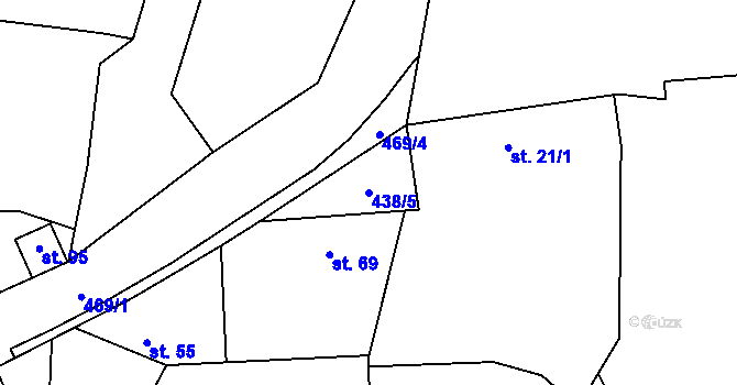 Parcela st. 438/5 v KÚ Hobšovice, Katastrální mapa