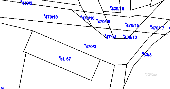 Parcela st. 470/3 v KÚ Hobšovice, Katastrální mapa