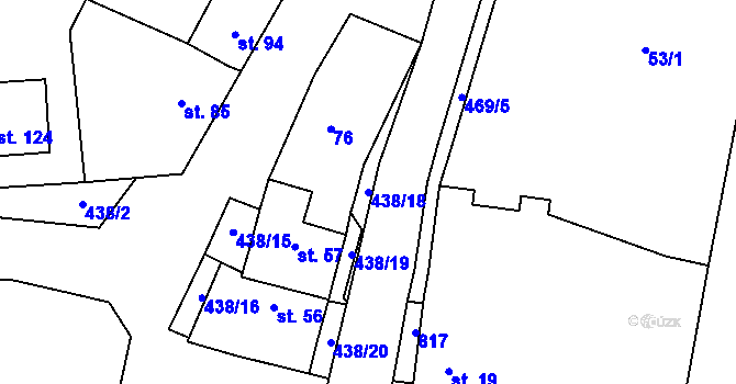 Parcela st. 438/18 v KÚ Hobšovice, Katastrální mapa