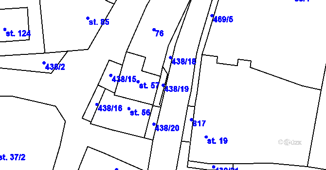 Parcela st. 438/19 v KÚ Hobšovice, Katastrální mapa