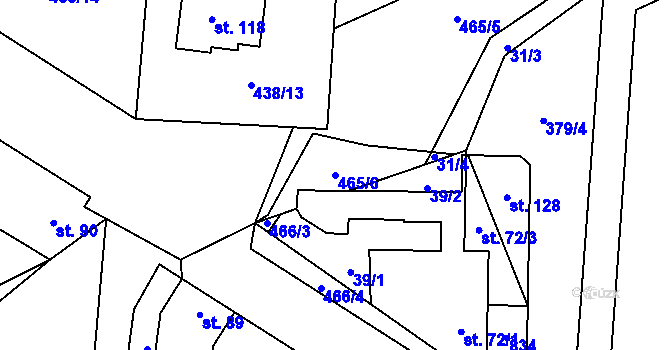 Parcela st. 465/6 v KÚ Hobšovice, Katastrální mapa