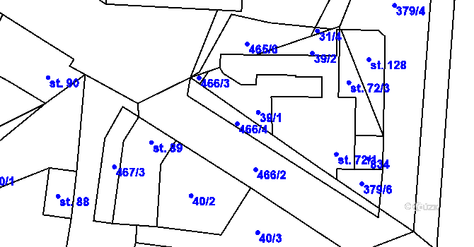 Parcela st. 466/4 v KÚ Hobšovice, Katastrální mapa