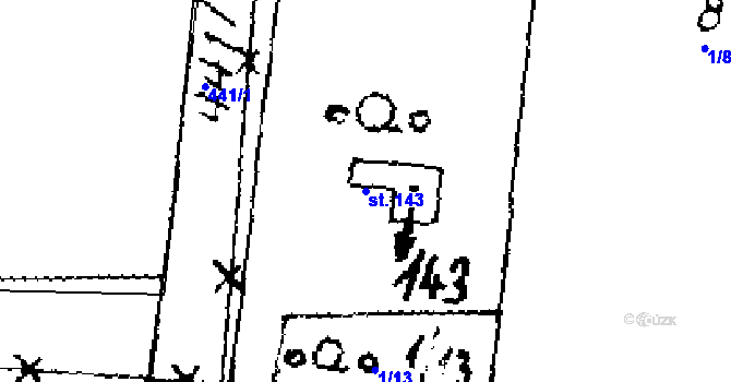 Parcela st. 143 v KÚ Hobšovice, Katastrální mapa