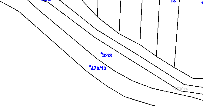 Parcela st. 32/8 v KÚ Hobšovice, Katastrální mapa