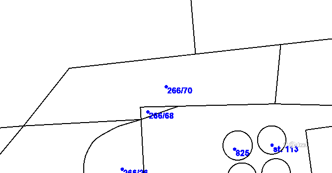 Parcela st. 266/70 v KÚ Hobšovice, Katastrální mapa