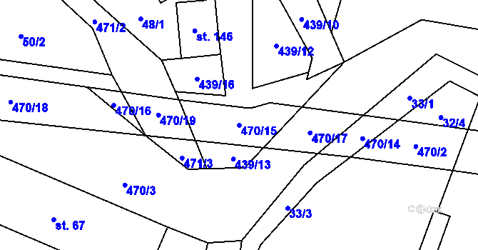 Parcela st. 470/15 v KÚ Hobšovice, Katastrální mapa