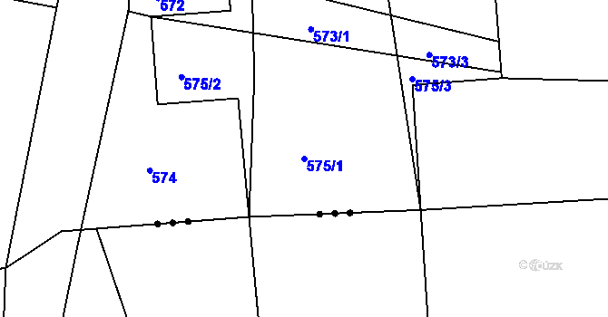 Parcela st. 575/1 v KÚ Hobšovice, Katastrální mapa
