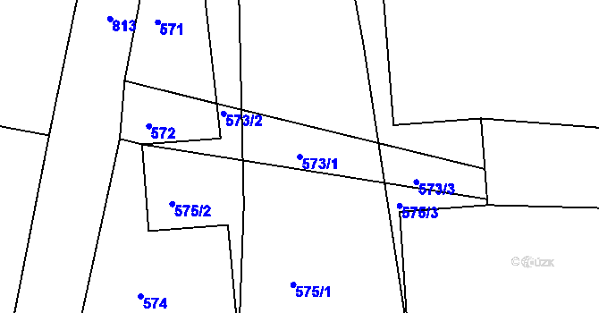 Parcela st. 573/1 v KÚ Hobšovice, Katastrální mapa