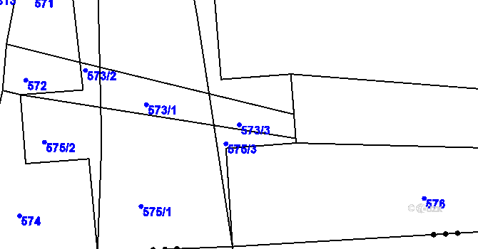 Parcela st. 573/3 v KÚ Hobšovice, Katastrální mapa