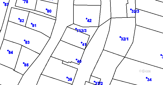Parcela st. 41 v KÚ Hodějice, Katastrální mapa
