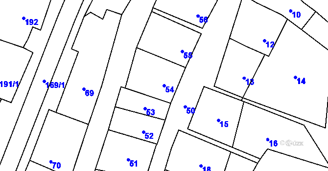 Parcela st. 54 v KÚ Hodějice, Katastrální mapa