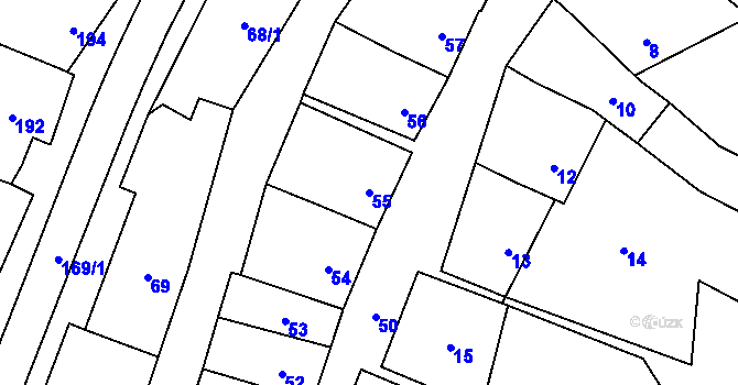 Parcela st. 55 v KÚ Hodějice, Katastrální mapa
