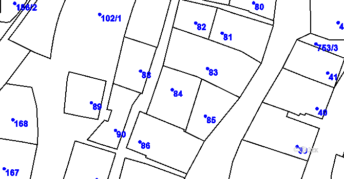 Parcela st. 84 v KÚ Hodějice, Katastrální mapa