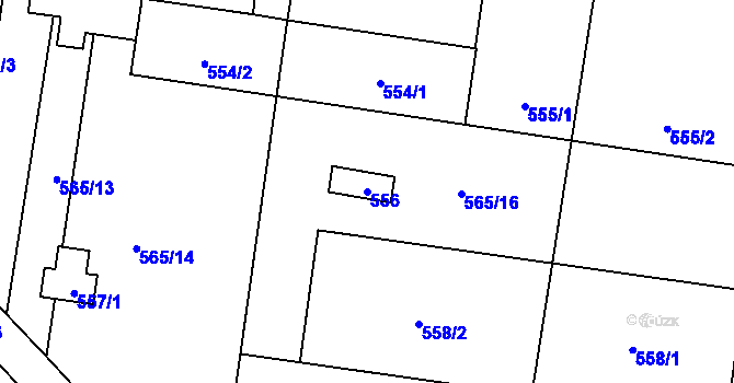 Parcela st. 556 v KÚ Hodějice, Katastrální mapa