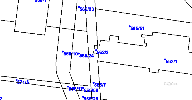 Parcela st. 562/2 v KÚ Hodějice, Katastrální mapa