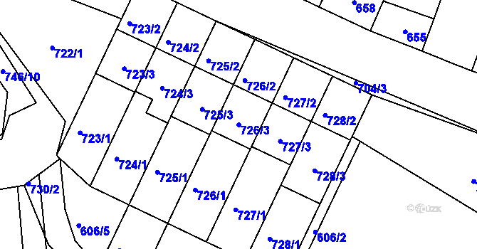 Parcela st. 726/3 v KÚ Hodějice, Katastrální mapa