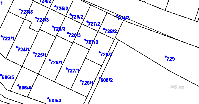 Parcela st. 728/3 v KÚ Hodějice, Katastrální mapa