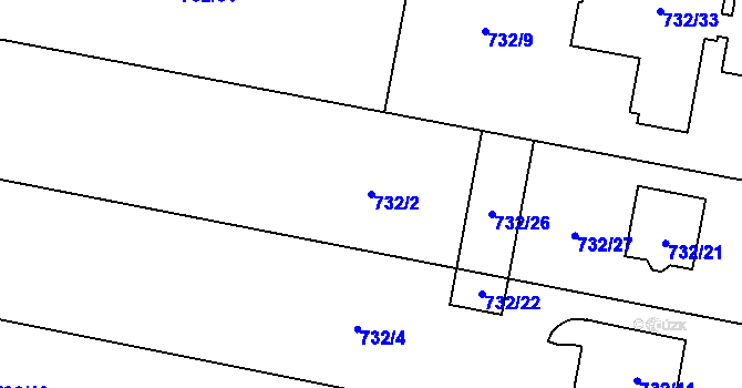 Parcela st. 732/2 v KÚ Hodějice, Katastrální mapa