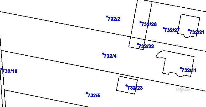 Parcela st. 732/4 v KÚ Hodějice, Katastrální mapa