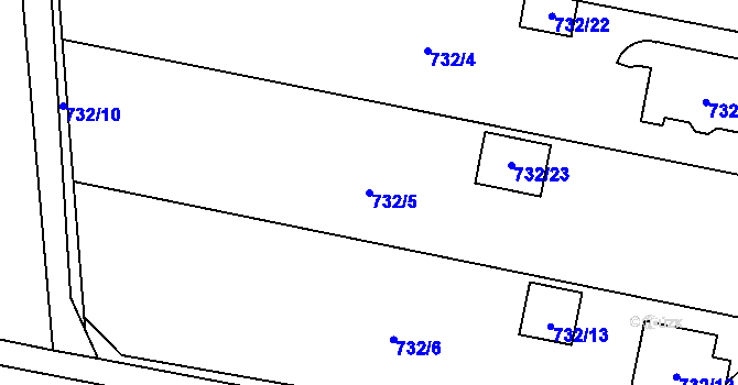 Parcela st. 732/5 v KÚ Hodějice, Katastrální mapa
