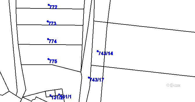 Parcela st. 743/14 v KÚ Hodějice, Katastrální mapa