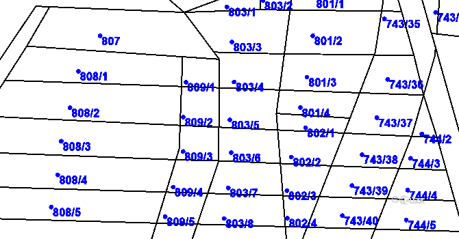 Parcela st. 803/5 v KÚ Hodějice, Katastrální mapa