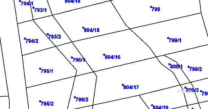 Parcela st. 804/16 v KÚ Hodějice, Katastrální mapa