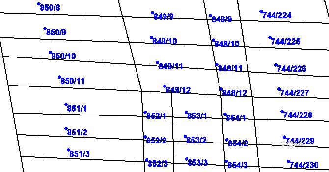 Parcela st. 849/12 v KÚ Hodějice, Katastrální mapa