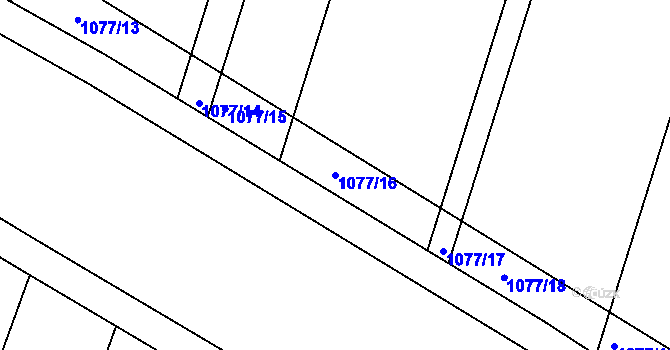 Parcela st. 1077/16 v KÚ Hodějice, Katastrální mapa