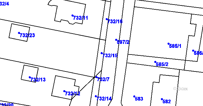 Parcela st. 732/15 v KÚ Hodějice, Katastrální mapa