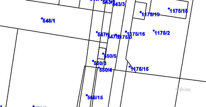 Parcela st. 550/5 v KÚ Hodějice, Katastrální mapa