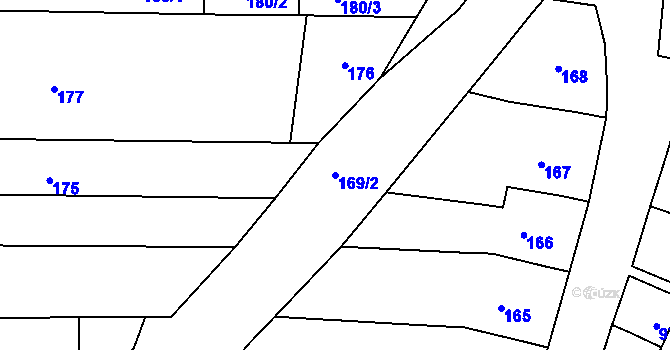 Parcela st. 169/2 v KÚ Hodějice, Katastrální mapa