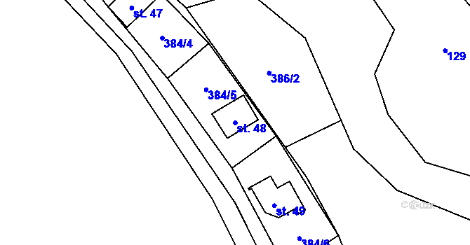 Parcela st. 48 v KÚ Hodějovice, Katastrální mapa