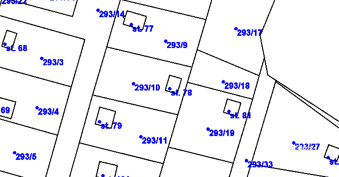 Parcela st. 78 v KÚ Hodějovice, Katastrální mapa