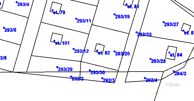 Parcela st. 82 v KÚ Hodějovice, Katastrální mapa