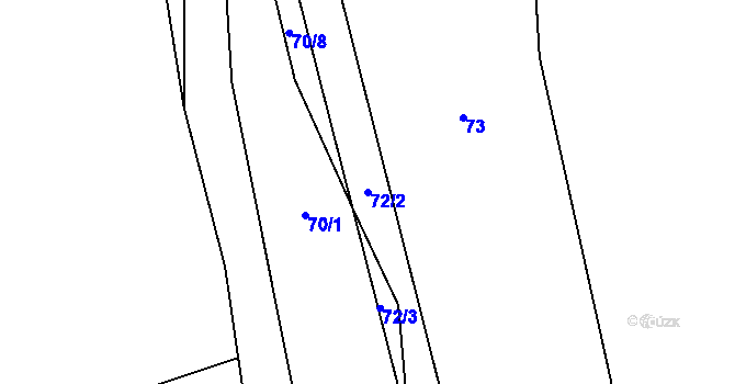 Parcela st. 72/2 v KÚ Hodějovice, Katastrální mapa