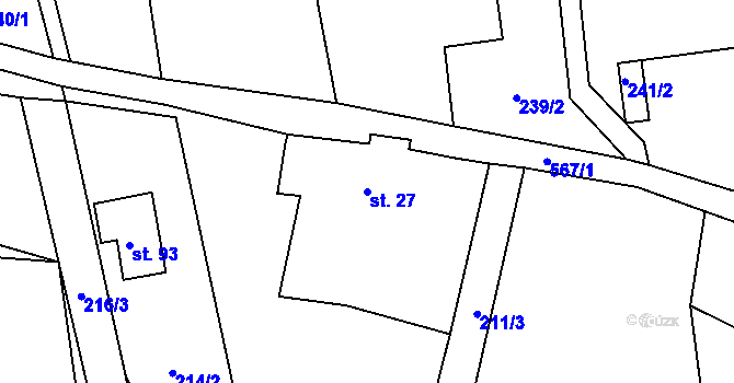 Parcela st. 27 v KÚ Hoděšovice, Katastrální mapa