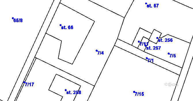 Parcela st. 7/4 v KÚ Hoděšovice, Katastrální mapa