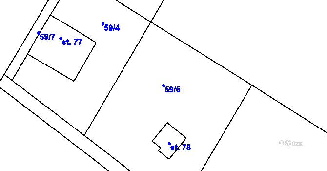 Parcela st. 59/5 v KÚ Hoděšovice, Katastrální mapa