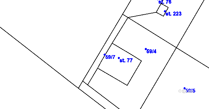 Parcela st. 59/7 v KÚ Hoděšovice, Katastrální mapa