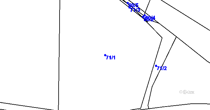 Parcela st. 71/1 v KÚ Hoděšovice, Katastrální mapa