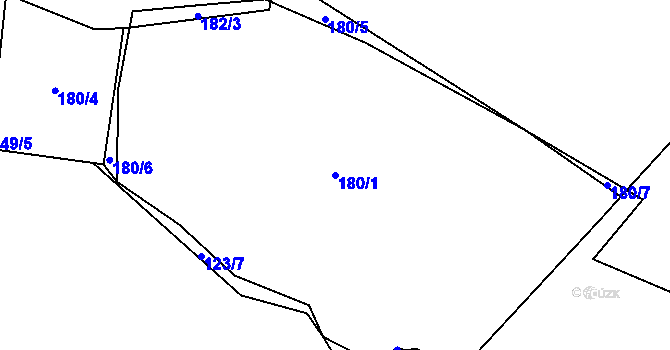 Parcela st. 180/1 v KÚ Hoděšovice, Katastrální mapa