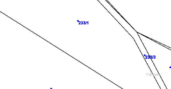 Parcela st. 233/1 v KÚ Hoděšovice, Katastrální mapa